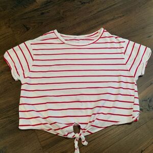 Red and White Striped Crop Top NWOT